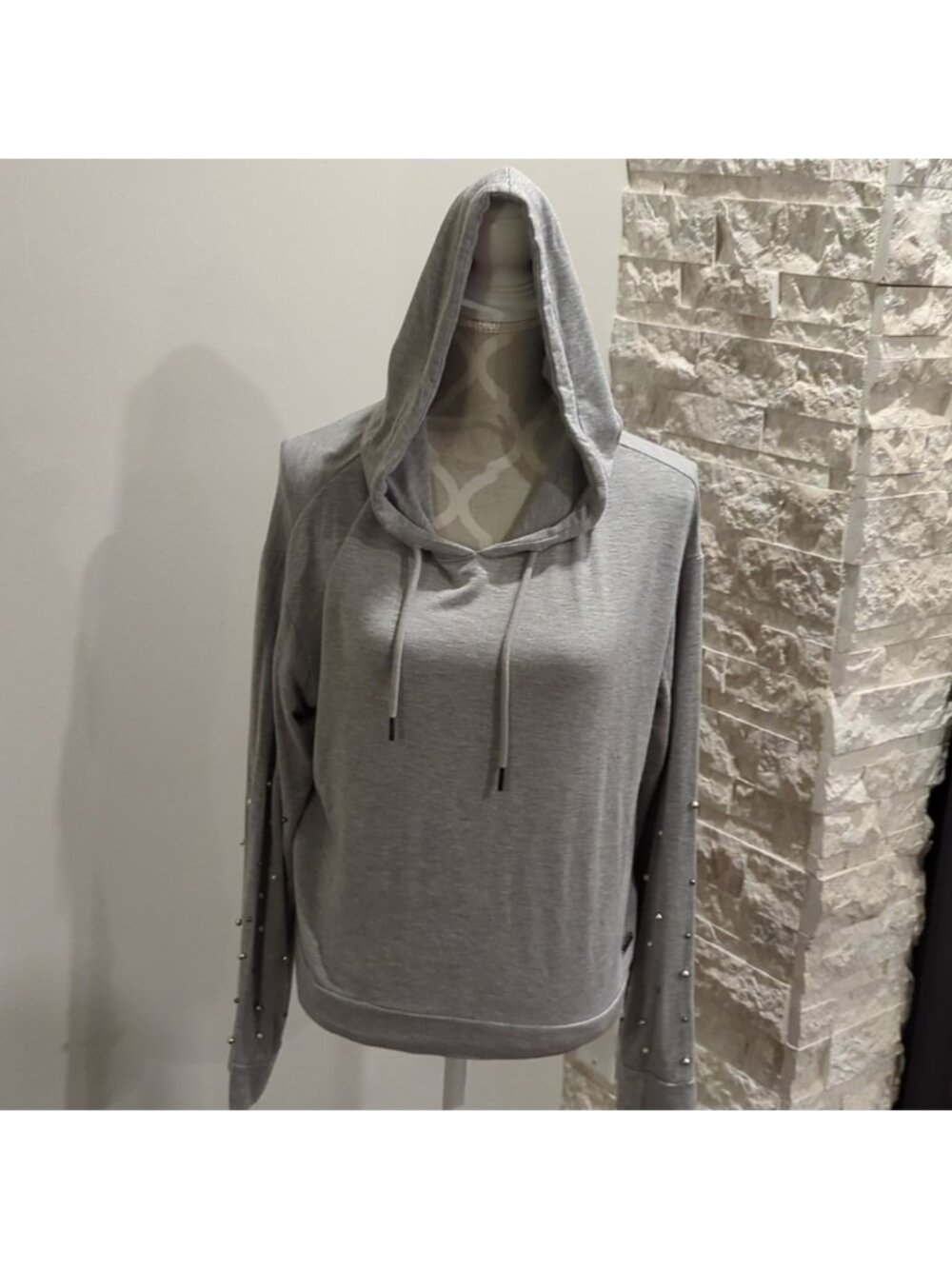 MNY Marc New York performance grey hoodie with beaded sleeves